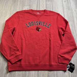 Louisville Cardinals Crewneck Sweatshirt Men’s XXL Red Spellout Logo Captivating